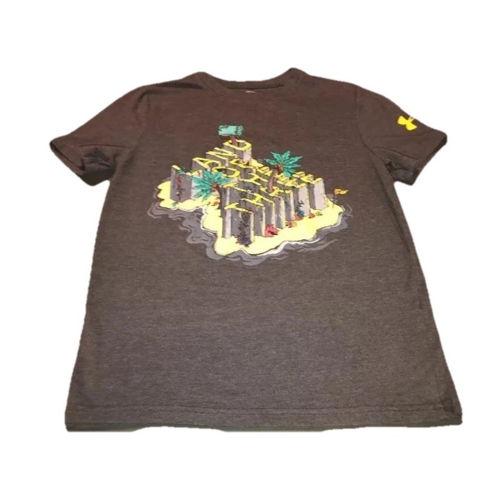 Under Armour Land Of The Three Short Sleeve Gray Shirt Youth Boys‎ Sz Small